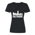 thumbnail image 1 of Inktastic Baltimore Skyline Grunge Women's V-Neck T-Shirt, 1 of 5