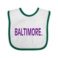 thumbnail image 1 of Inktastic Baltimore in Purple Text Boys or Girls Baby Bib, 1 of 4