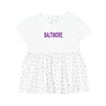 thumbnail image 1 of Inktastic Baltimore in Purple Text Girls Baby Dress, 1 of 5