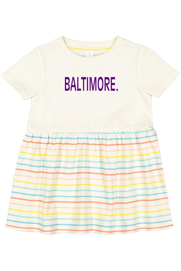 Baltimore in Purple Text Girls Baby Dress