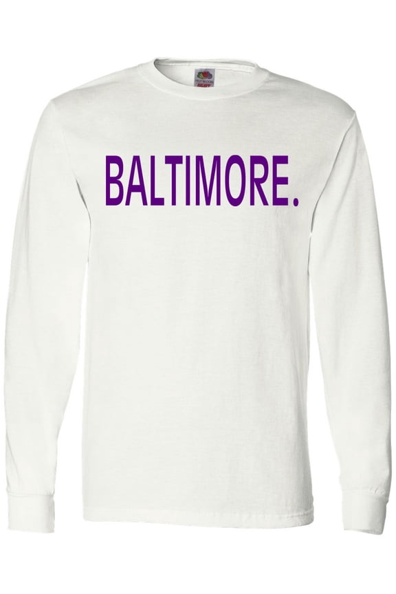 Baltimore in Purple Text Long Sleeve T-Shirt