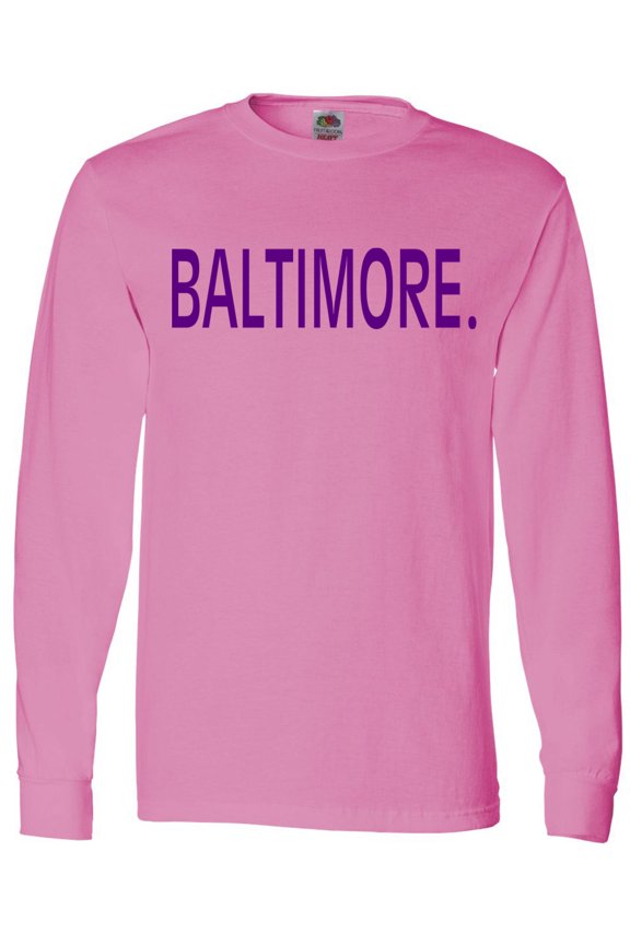 Baltimore in Purple Text Long Sleeve T-Shirt