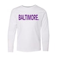thumbnail image 1 of Inktastic Baltimore in Purple Text Long Sleeve Youth T-Shirt, 1 of 5