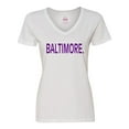 thumbnail image 1 of Inktastic Baltimore in Purple Text Women's V-Neck T-Shirt, 1 of 5