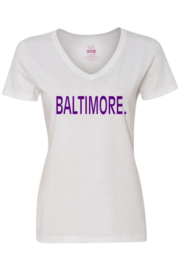 Baltimore in Purple Text Women's V-Neck T-Shirt
