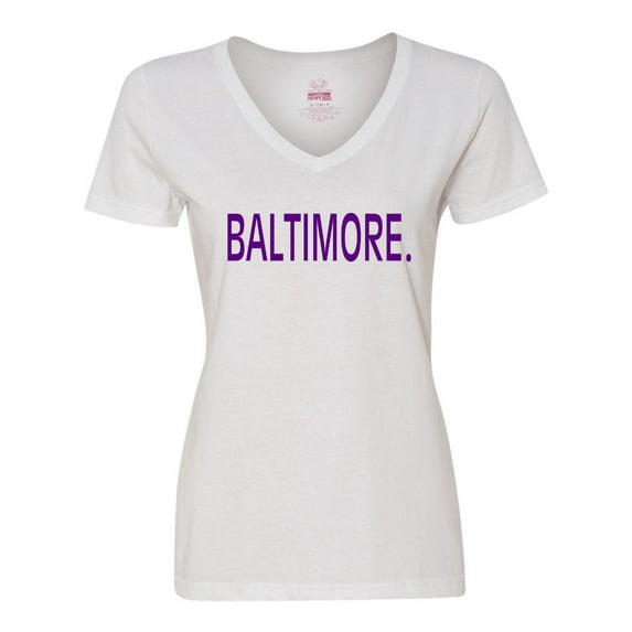 Inktastic Baltimore in Purple Text Women's V-Neck T-Shirt