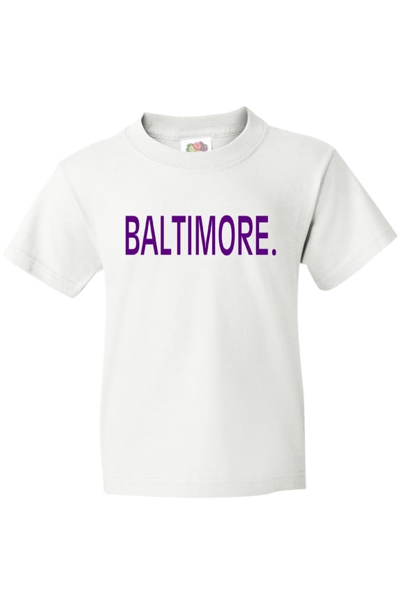 Baltimore in Purple Text Youth T-Shirt