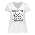 thumbnail image 1 of Inktastic Banjo Music Bluegrass Women's Plus Size V-Neck T-Shirt, 1 of 5
