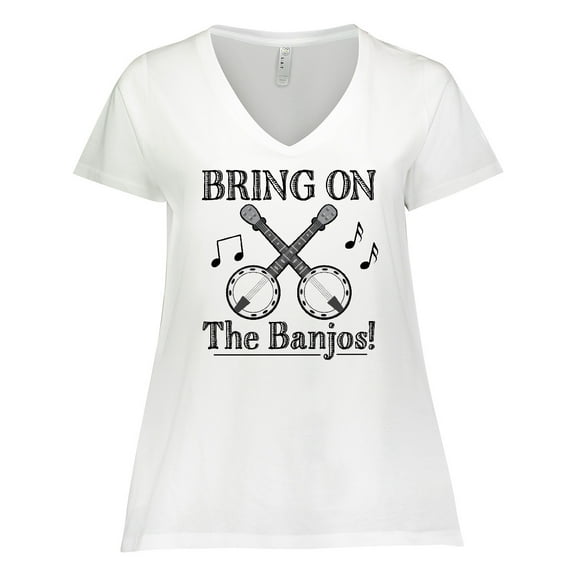 Inktastic Banjo Music Bluegrass Women's Plus Size V-Neck T-Shirt