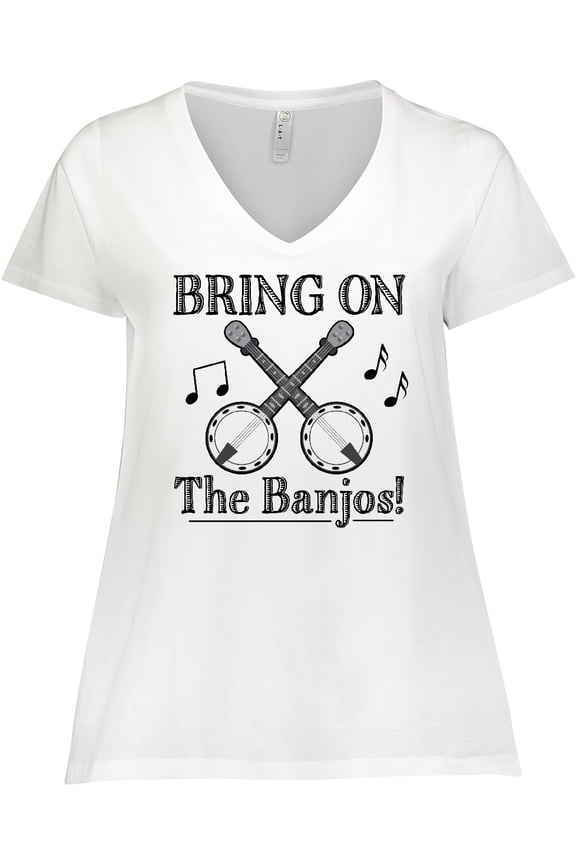 Banjo Music Bluegrass Women's Plus Size V-Neck T-Shirt