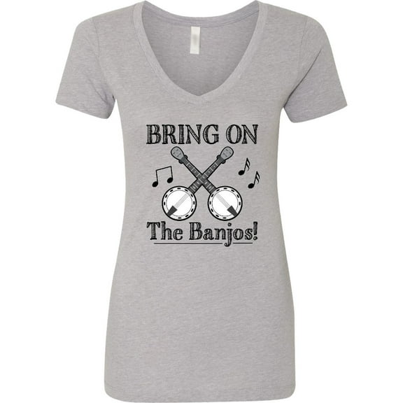 Inktastic Banjo Music Bluegrass Women's V-Neck T-Shirt