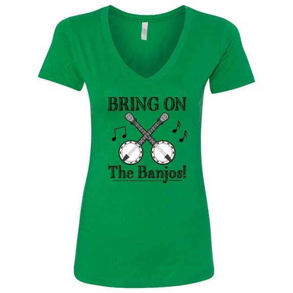 Inktastic Banjo Music Bluegrass Women's V-Neck T-Shirt