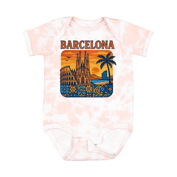Inktastic Barcelona Cityscape Artwork Boys or Girls Baby Bodysuit