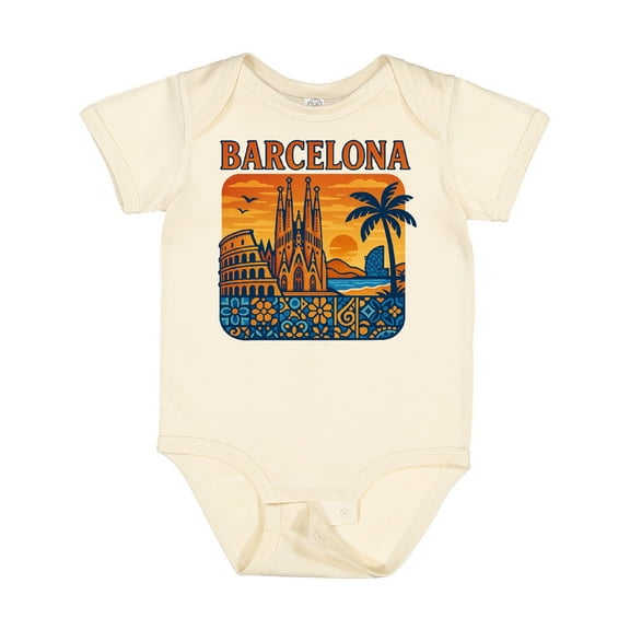 Inktastic Barcelona Cityscape Artwork Boys or Girls Baby Bodysuit