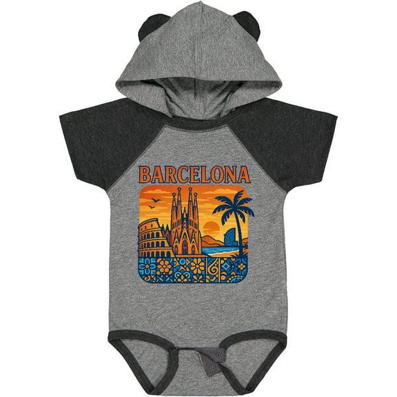 Inktastic Barcelona Cityscape Artwork Boys or Girls Baby Bodysuit