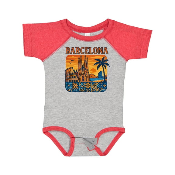 Inktastic Barcelona Cityscape Artwork Boys or Girls Baby Bodysuit