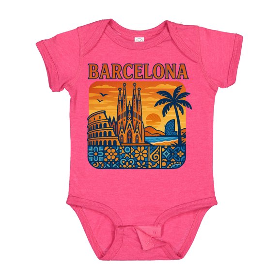 Inktastic Barcelona Cityscape Artwork Boys or Girls Baby Bodysuit