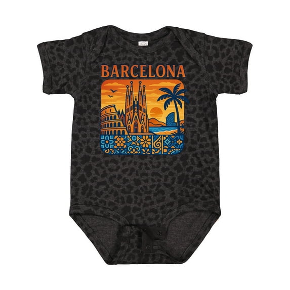 Inktastic Barcelona Cityscape Artwork Boys or Girls Baby Bodysuit