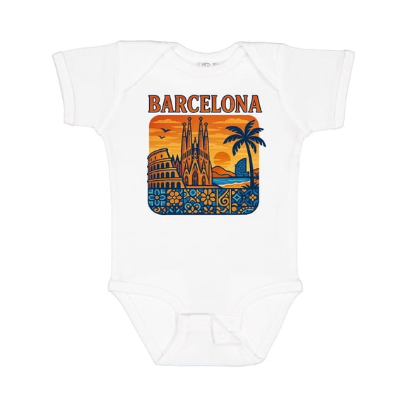 Inktastic Barcelona Cityscape Artwork Boys or Girls Baby Bodysuit