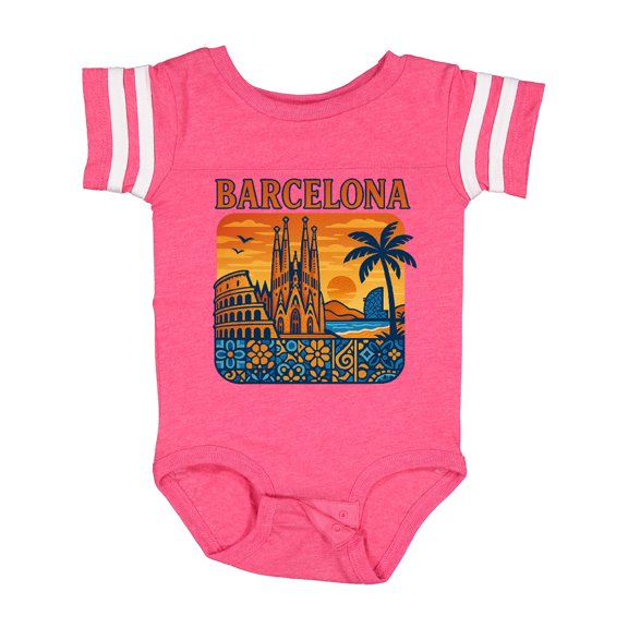 Inktastic Barcelona Cityscape Artwork Boys or Girls Baby Bodysuit