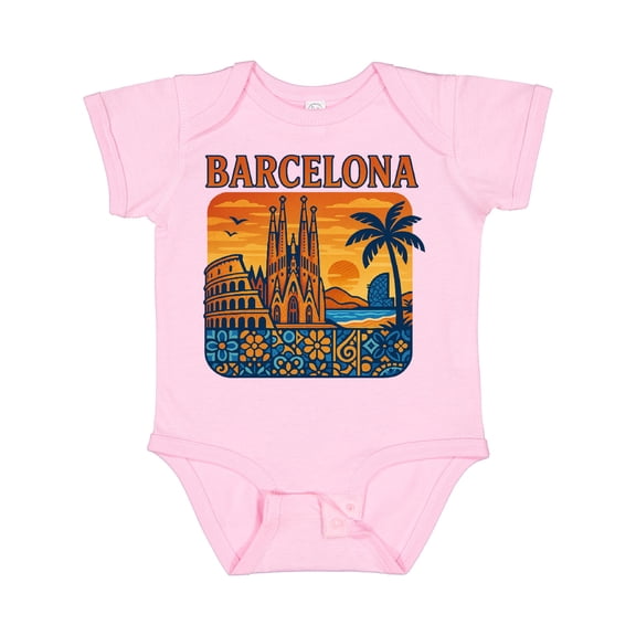 Inktastic Barcelona Cityscape Artwork Boys or Girls Baby Bodysuit