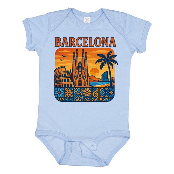 Inktastic Barcelona Cityscape Artwork Boys or Girls Baby Bodysuit