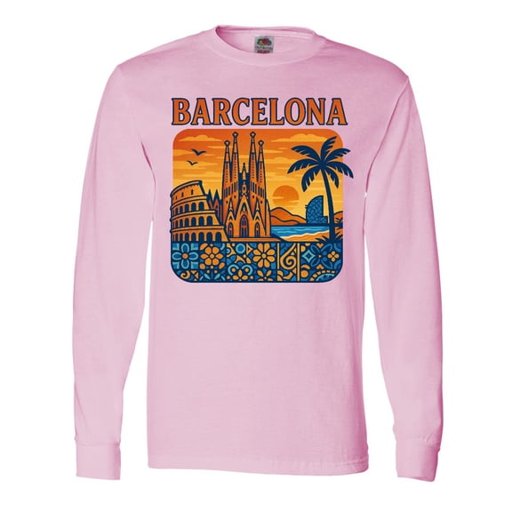 Inktastic Barcelona Cityscape Artwork Long Sleeve T-Shirt