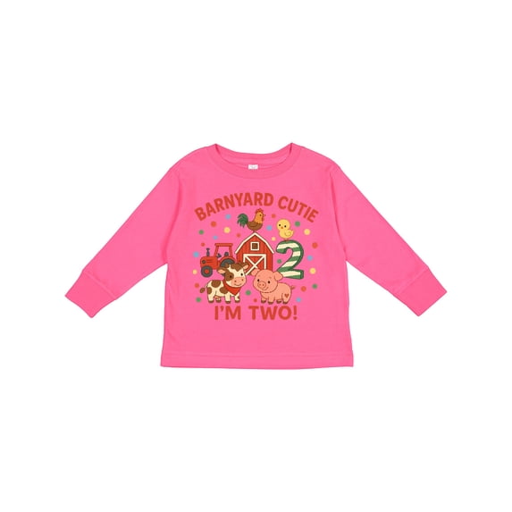 Inktastic Barnyard Cutie I'm Two Birthday Boys or Girls Long Sleeve Toddler T-Shirt