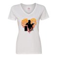 thumbnail image 1 of Inktastic Barrel Racing Rodeo Cowgirl Women's V-Neck T-Shirt, 1 of 5