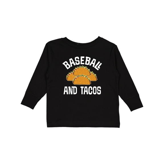 Inktastic Baseball And Tacos Boys or Girls Long Sleeve Toddler T-Shirt