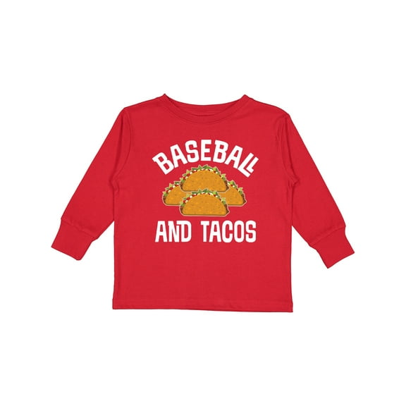 Inktastic Baseball And Tacos Boys or Girls Long Sleeve Toddler T-Shirt
