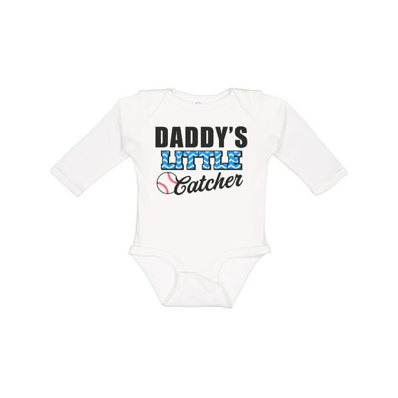 Inktastic Baseball Daddys Little Catcher Boys Long Sleeve Baby Bodysuit