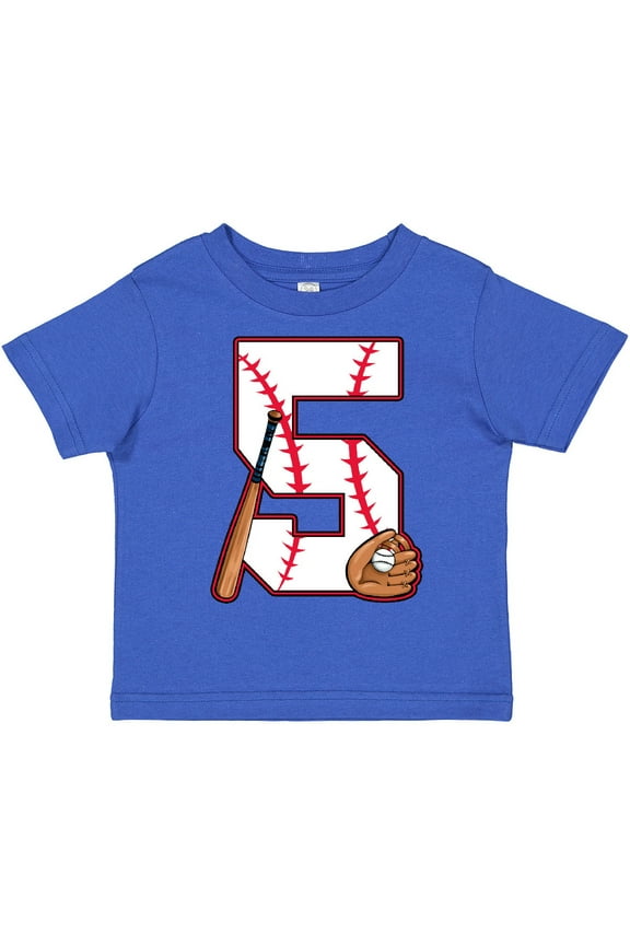 Baseball Fifth Birthday Five Years Old Boys or Girls Toddler T-Shirt