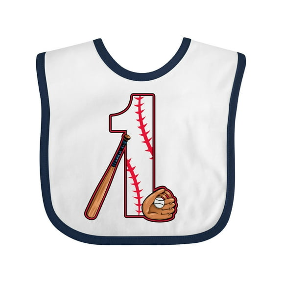 Inktastic Baseball First Birthday One Year Old Boys or Girls Baby Bib