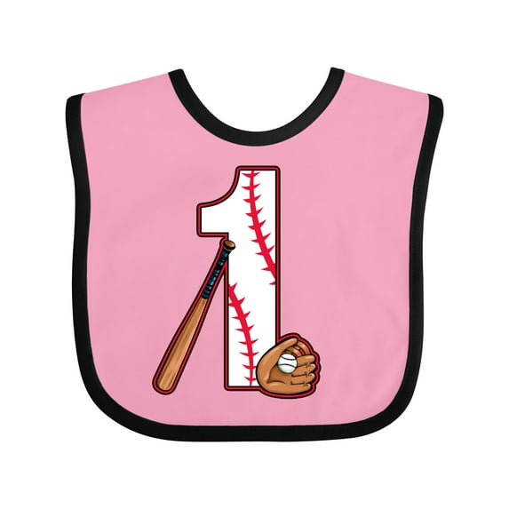 Inktastic Baseball First Birthday One Year Old Boys or Girls Baby Bib