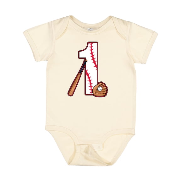 Inktastic Baseball First Birthday One Year Old Boys or Girls Baby Bodysuit