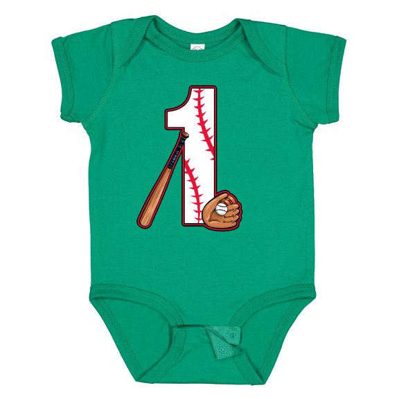 Inktastic Baseball First Birthday One Year Old Boys or Girls Baby Bodysuit