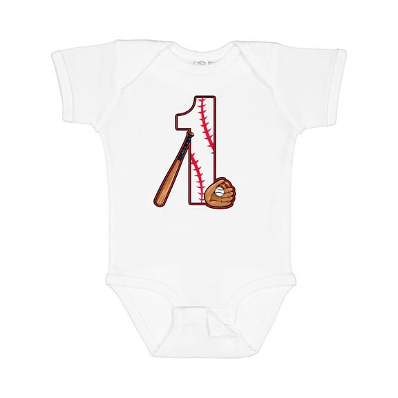 Inktastic Baseball First Birthday One Year Old Boys or Girls Baby Bodysuit