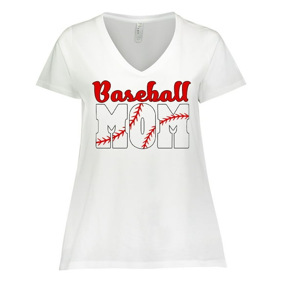 Inktastic Baseball Mom Women's Plus Size V-Neck T-Shirt