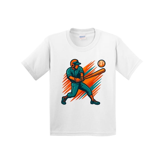 Inktastic Baseball Player Action Retro Sports Youth T-Shirt