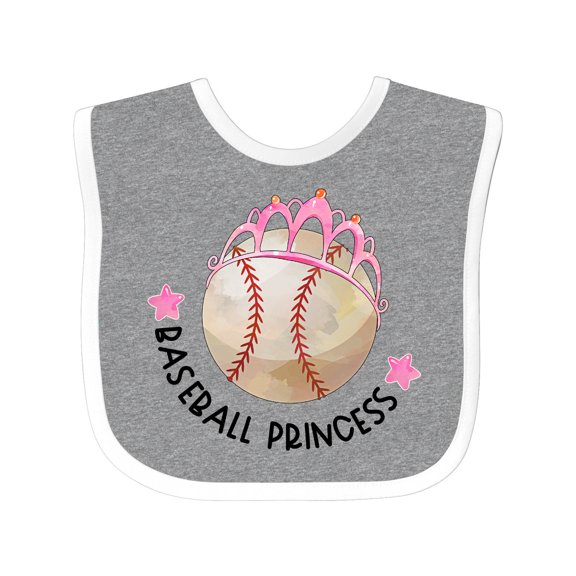 Inktastic Baseball Princess Tiara Girls Baby Bib
