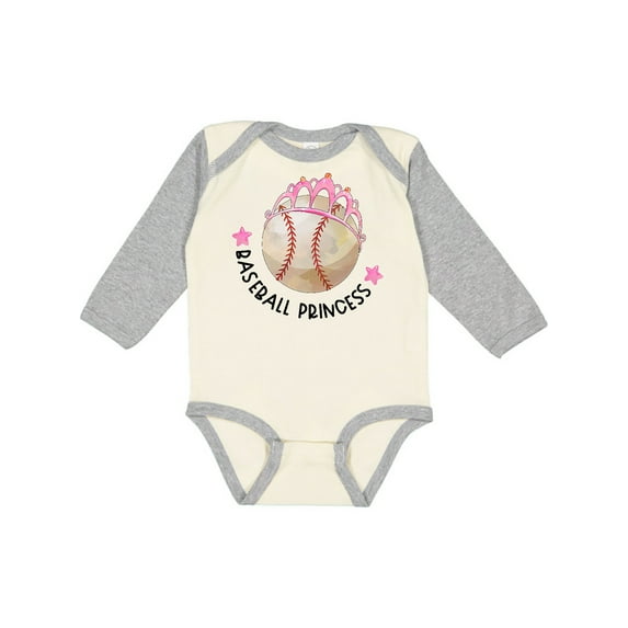 Inktastic Baseball Princess Tiara Girls Long Sleeve Baby Bodysuit