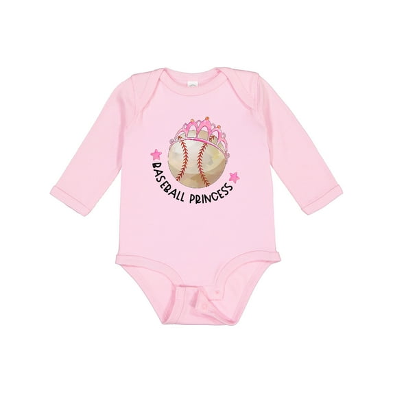 Inktastic Baseball Princess Tiara Girls Long Sleeve Baby Bodysuit