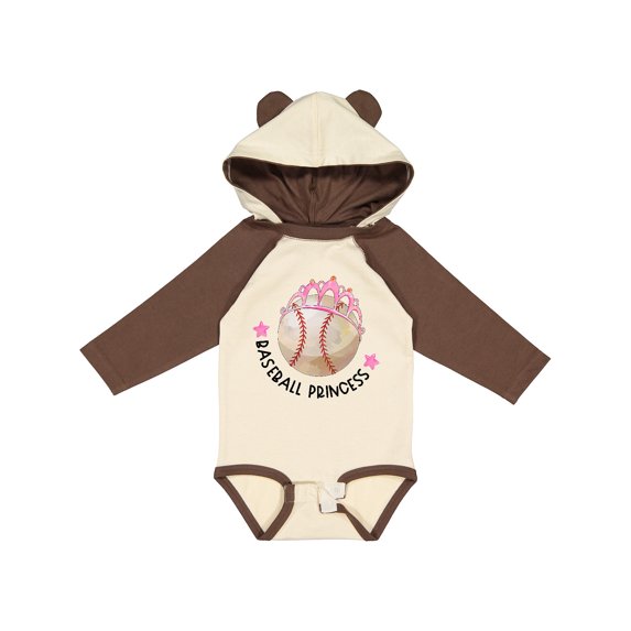 Inktastic Baseball Princess Tiara Girls Long Sleeve Baby Bodysuit