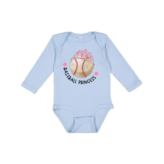 Inktastic Baseball Princess Tiara Girls Long Sleeve Baby Bodysuit