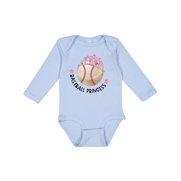Inktastic Baseball Princess Tiara Girls Long Sleeve Baby Bodysuit