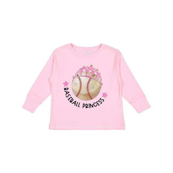 Inktastic Baseball Princess- Tiara Girls Long Sleeve Toddler T-Shirt