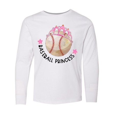 Inktastic Baseball Princess- Tiara Long Sleeve Youth T-Shirt