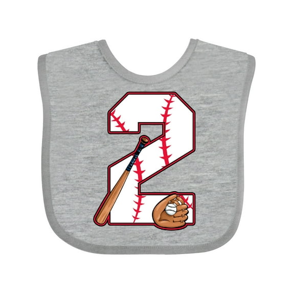 Inktastic Baseball Second Birthday- Two Years Old Boys or Girls Baby Bib