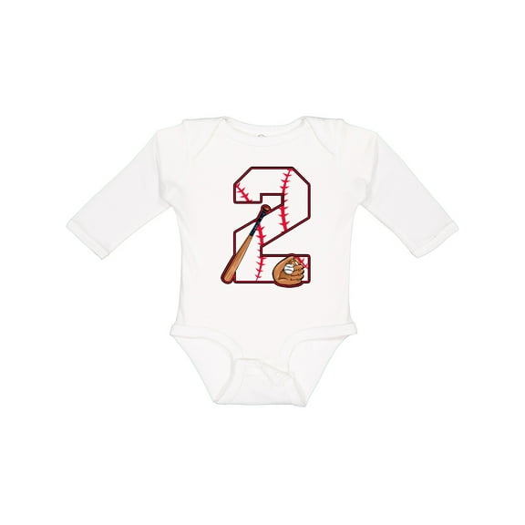 Inktastic Baseball Second Birthday- two years old Boys or Girls Long Sleeve Baby Bodysuit